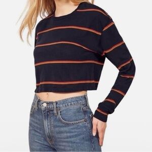 Reformation Jeans Navy Blue, red and Orange Striped Women's Crop Top